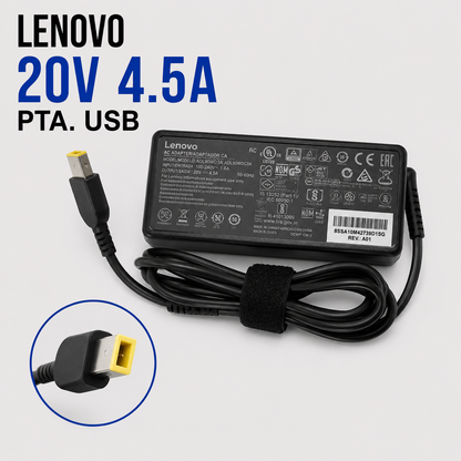 Cargador para Laptop Lenovo 20V 4.5A – Punta USB (Slim Tip)