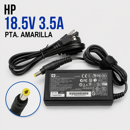 Cargador para Laptop HP 18.5V 3.5A – Punta Amarilla