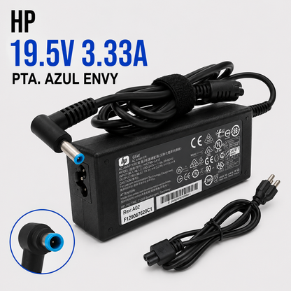 Cargador para Laptop HP 19.5V 3.33A – Punta Azul (HP Envy)