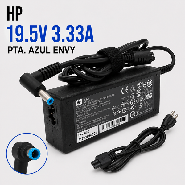 Cargador para Laptop HP 19.5V 3.33A – Punta Azul (HP Envy)