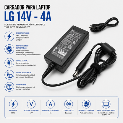 Cargador para Laptop LG 14V 4A