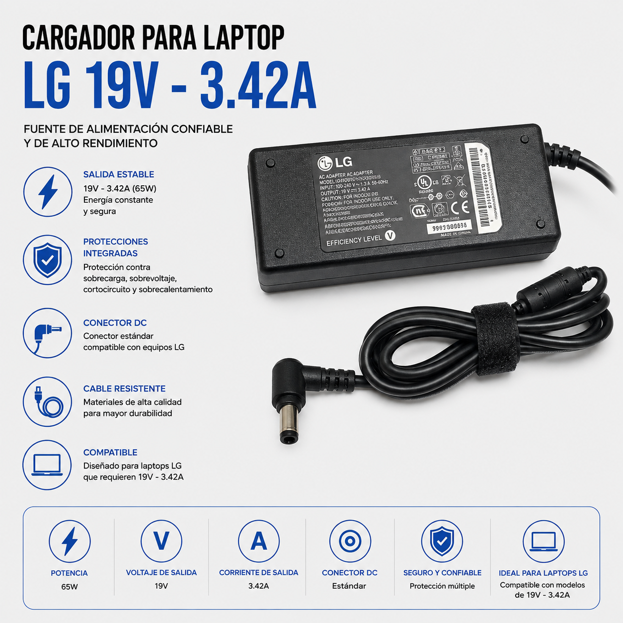 Cargador para Laptop LG 19V 3.42A