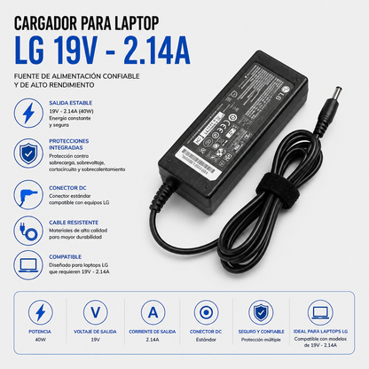 Cargador para Laptop LG 19V 2.14A