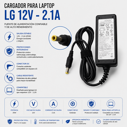 Cargador para Laptop LG 12V 2.1A