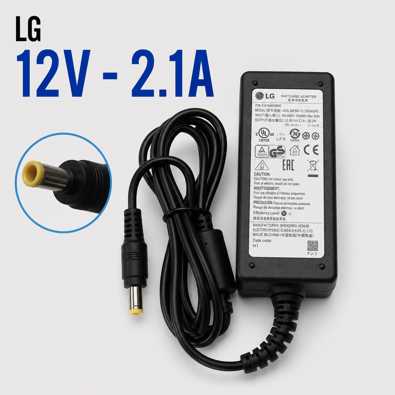 Cargador para Laptop LG 12V 2.1A