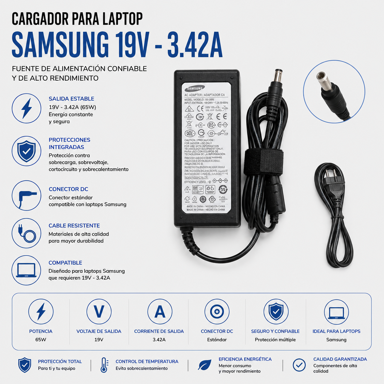 Cargador para Laptop Samsung 19V 3.42A