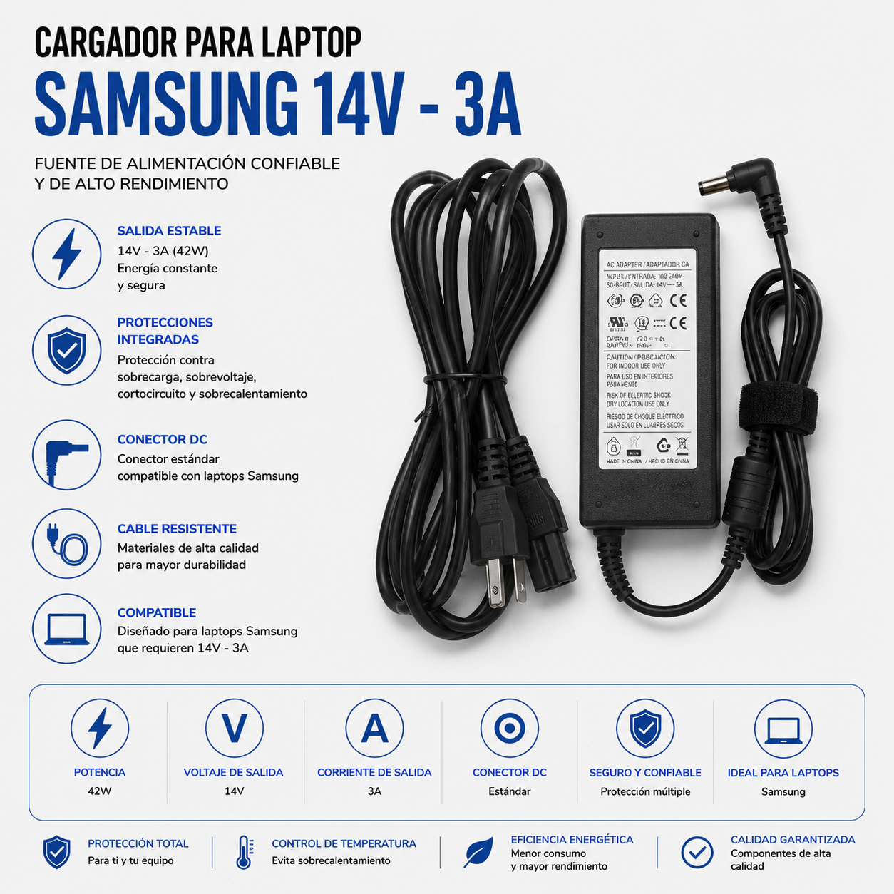 Cargador para Laptop Samsung 14V 3A
