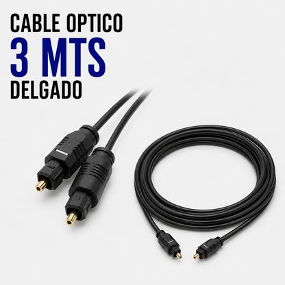 Cable Óptico Digital TOSLINK 3 Metros – Diseño Delgado