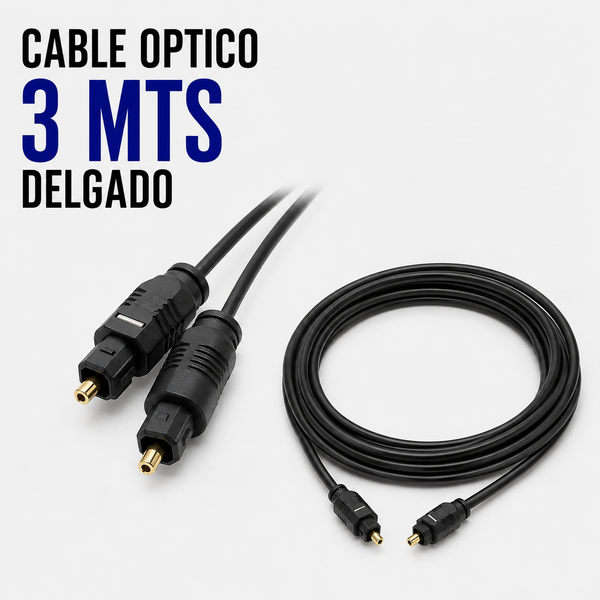 Cable Óptico Digital TOSLINK 3 Metros – Diseño Delgado