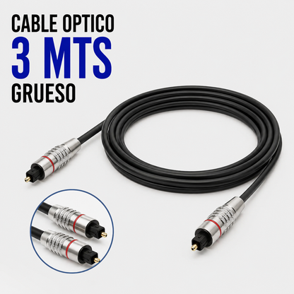 Cable Óptico Digital TOSLINK 3 Metros – Diseño Grueso