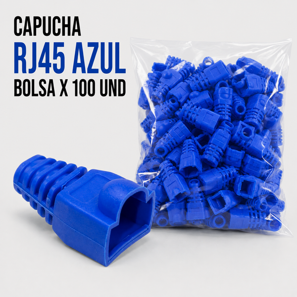 Capucha RJ45 Azul – Bolsa x 100 Unidades