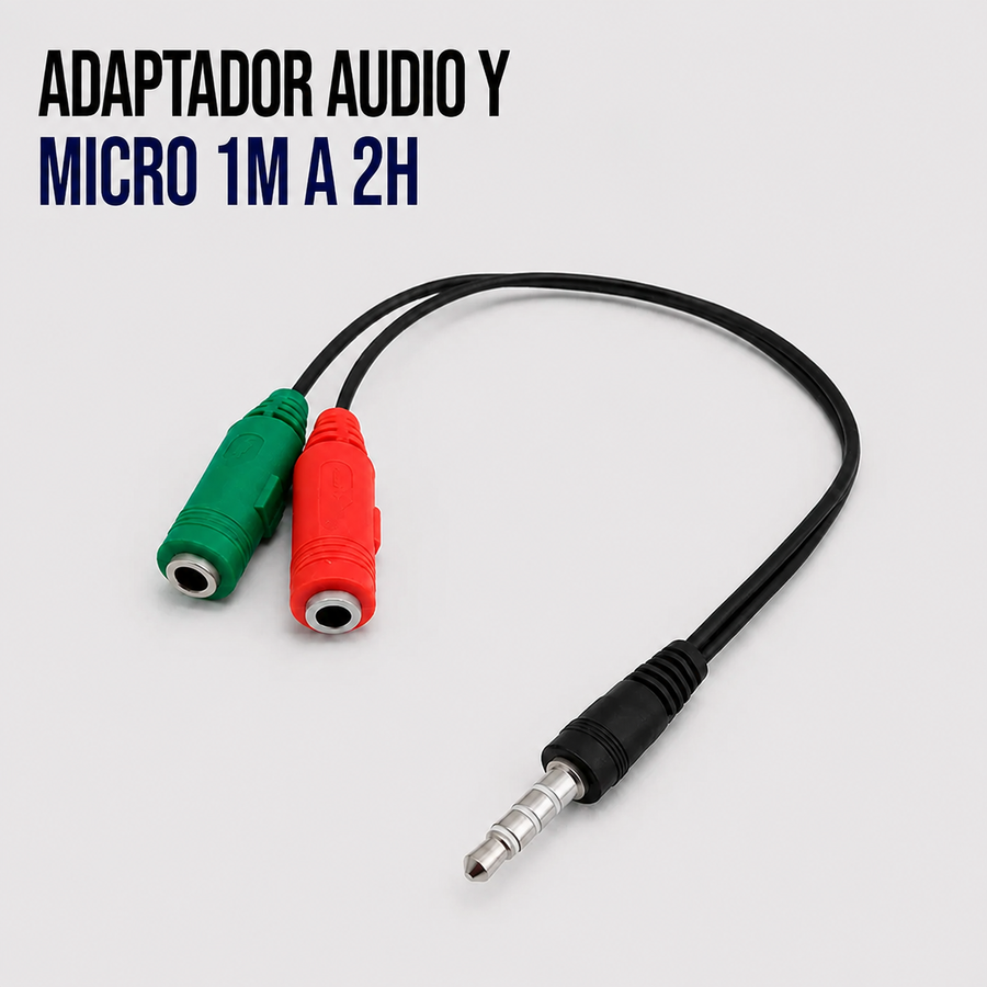 Adaptador de Audio y Micrófono 3.5 mm 1 Macho a 2 Hembras