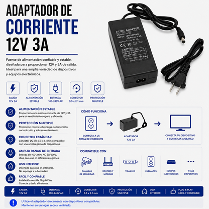 Adaptador de Corriente 12V 3A