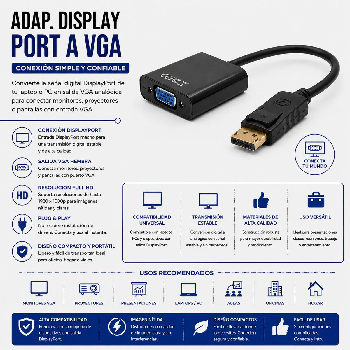 Adaptador DisplayPort a VGA
