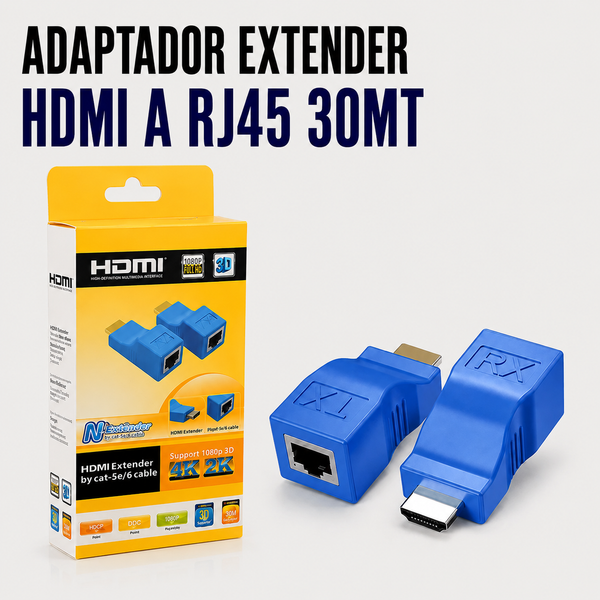 Adaptador Extender HDMI a RJ45 – Hasta 30 Metros