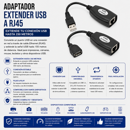 Adaptador Extensor USB a RJ45