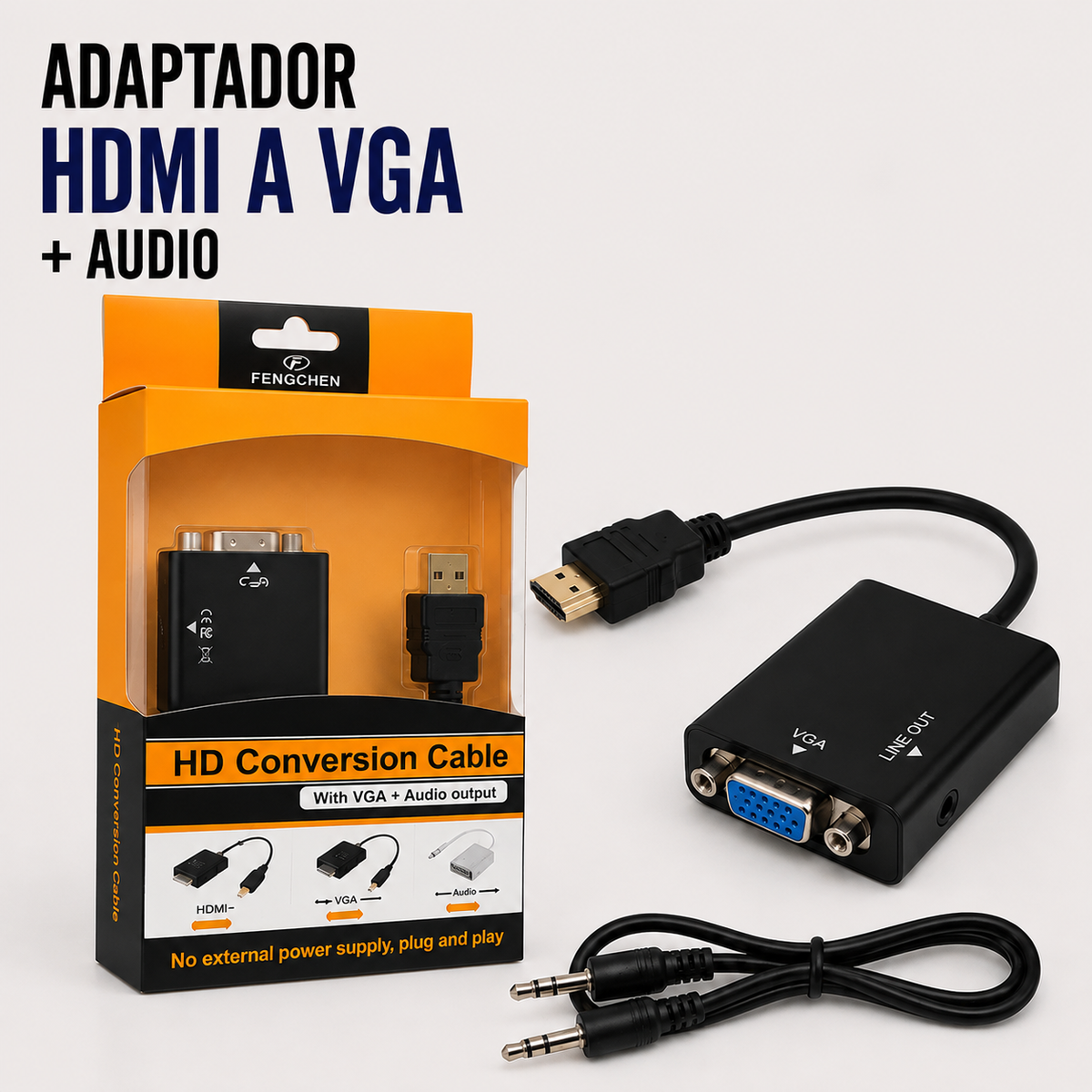 Adaptador HDMI a VGA con Salida de Audio