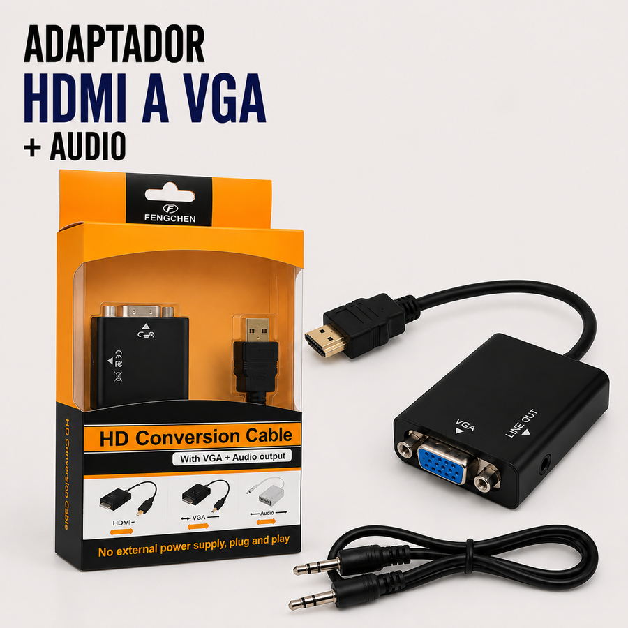 Adaptador HDMI a VGA con Salida de Audio