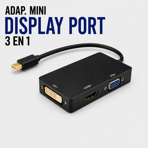 Adaptador Mini DisplayPort 3 en 1 a HDMI / DVI / VGA