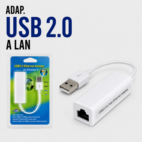 Adaptador USB 2.0 a LAN (Ethernet RJ45)