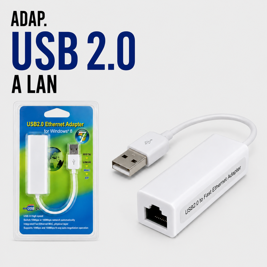 Adaptador USB 2.0 a LAN (Ethernet RJ45)