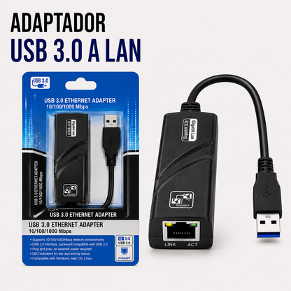 Adaptador USB 3.0 a LAN Gigabit Ethernet
