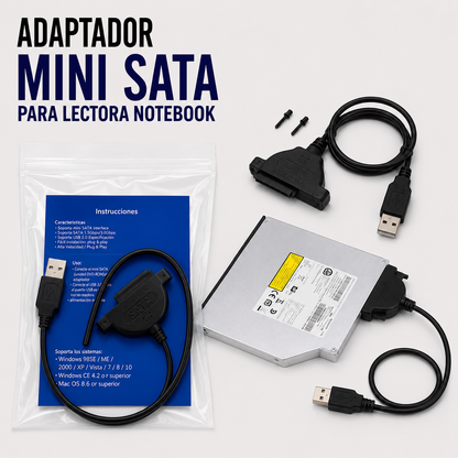 Adaptador USB a Mini SATA para Lectora de Notebook