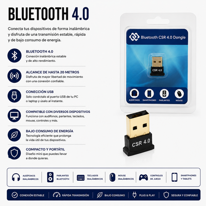 Adaptador USB Bluetooth 4.0 CSR