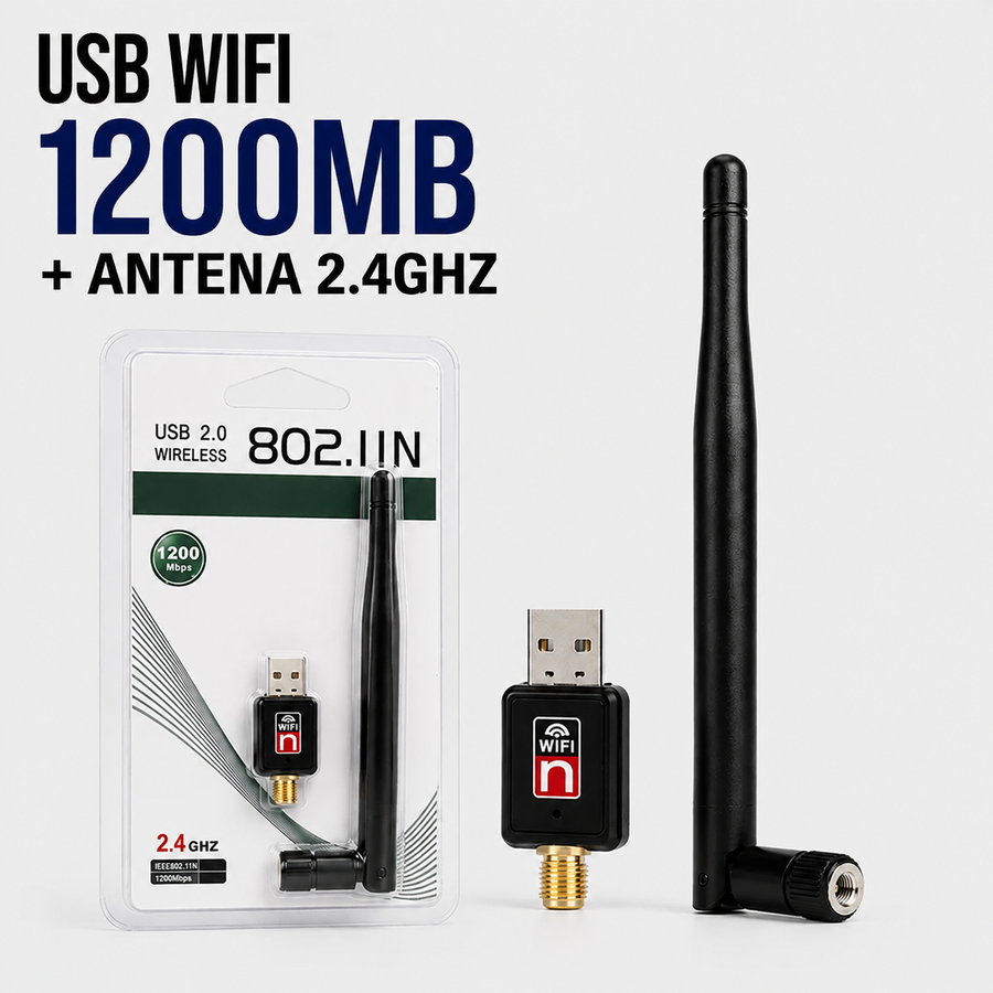 Adaptador USB WiFi 1200 Mbps con Antena Externa 2.4 GHz