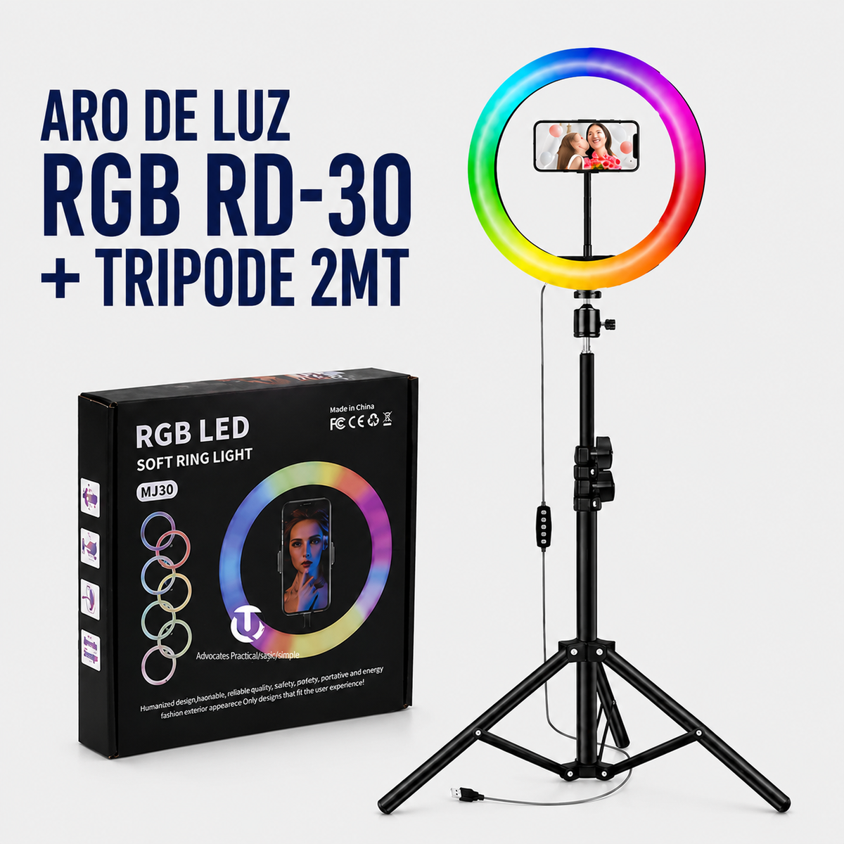 ARO DE LUZ RGB RD-30 + TRIPODE 2MT