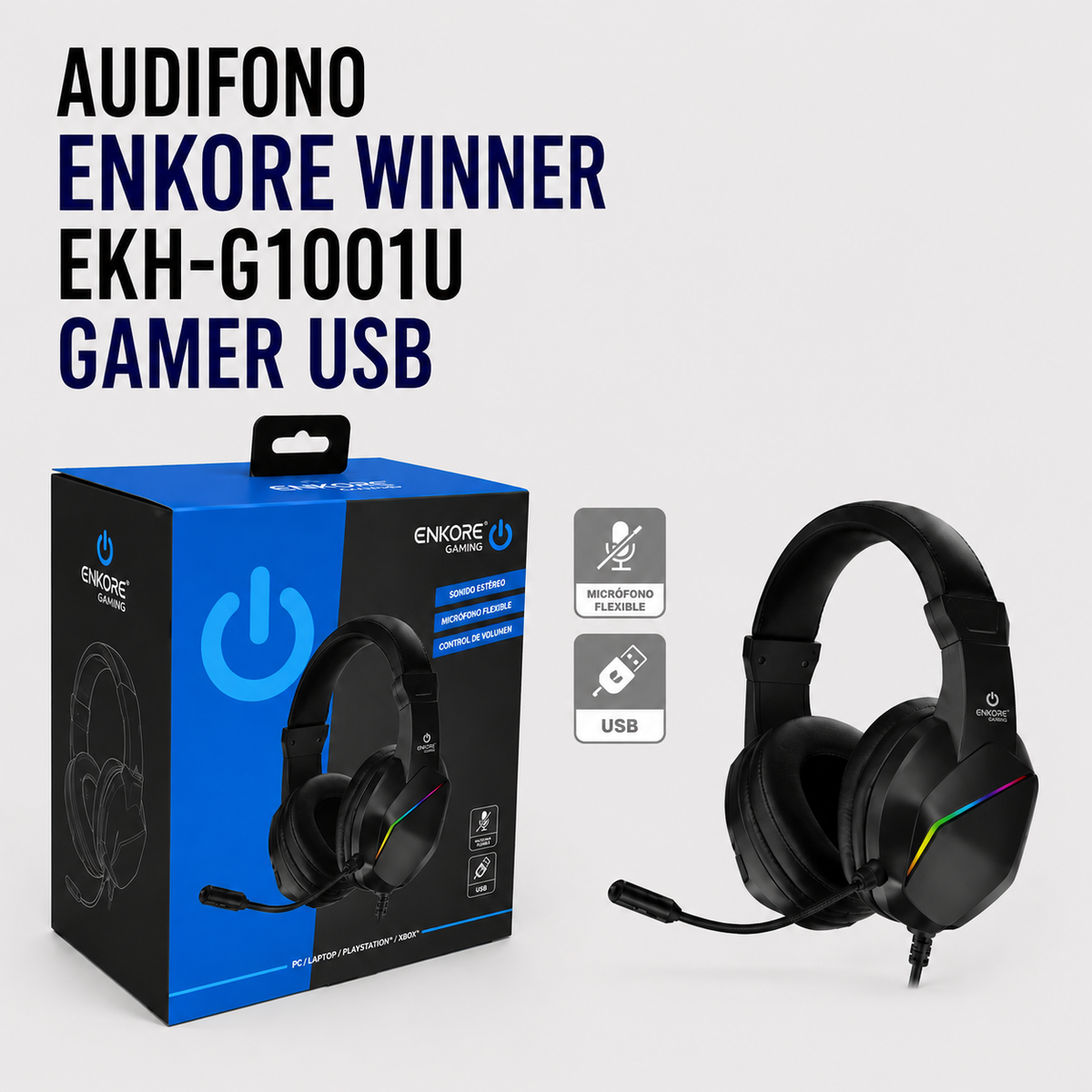 Audífono Gamer USB ENKORE Winner EKH-G1001U