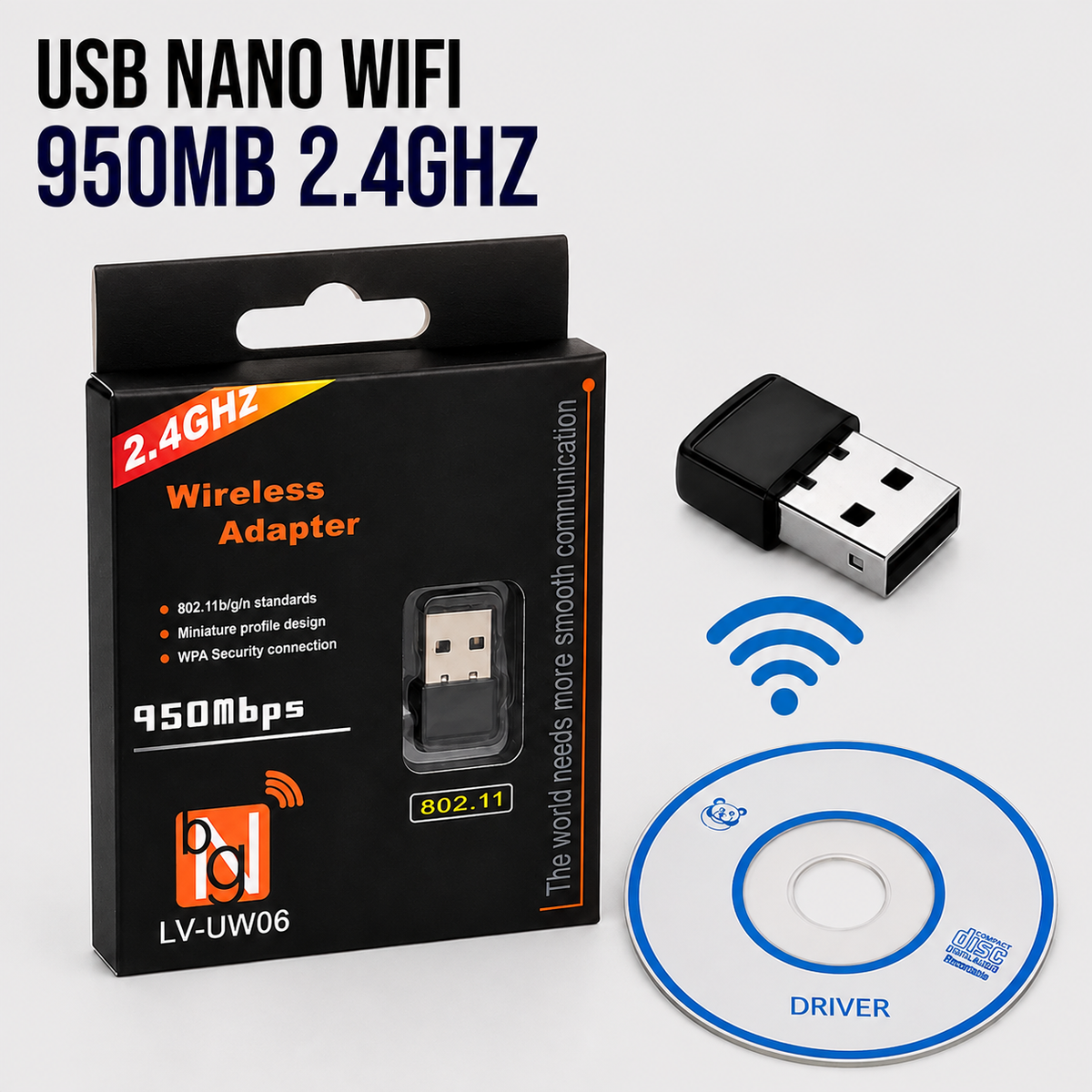 Adaptador USB Nano WiFi 950 Mbps 2.4 GHz