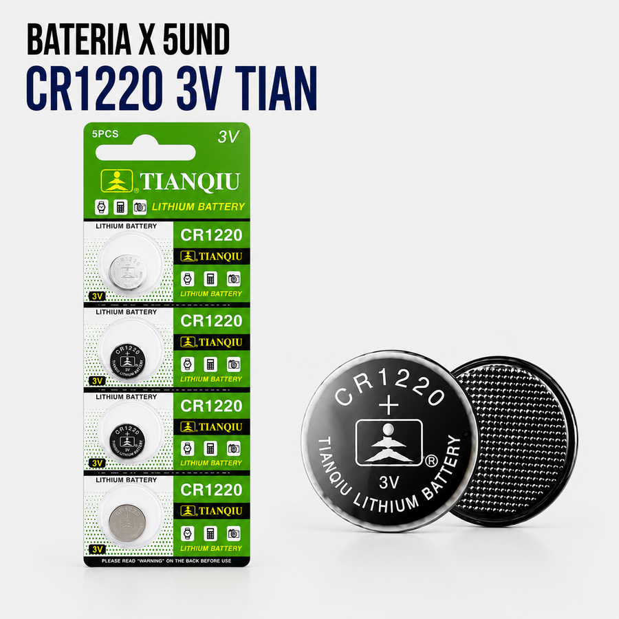 Batería de Litio CR1220 3V – Blíster x 5 Unidades