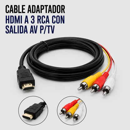 Cable Adaptador HDMI a 3 RCA (AV) para TV