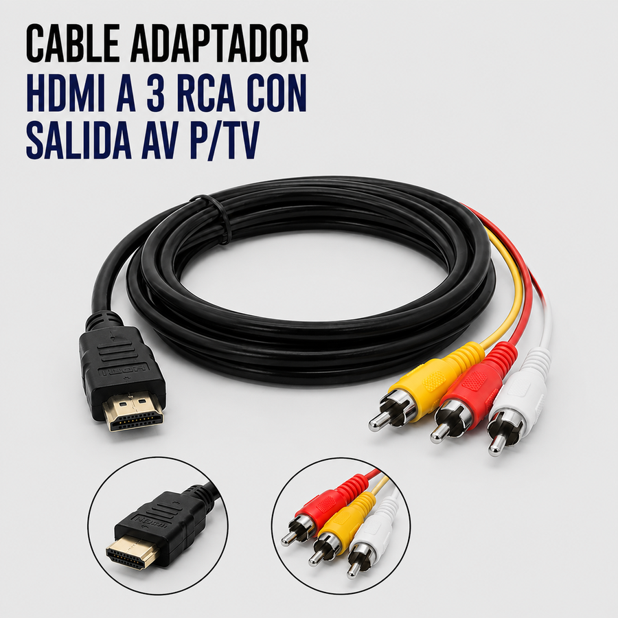 Cable Adaptador HDMI a 3 RCA (AV) para TV