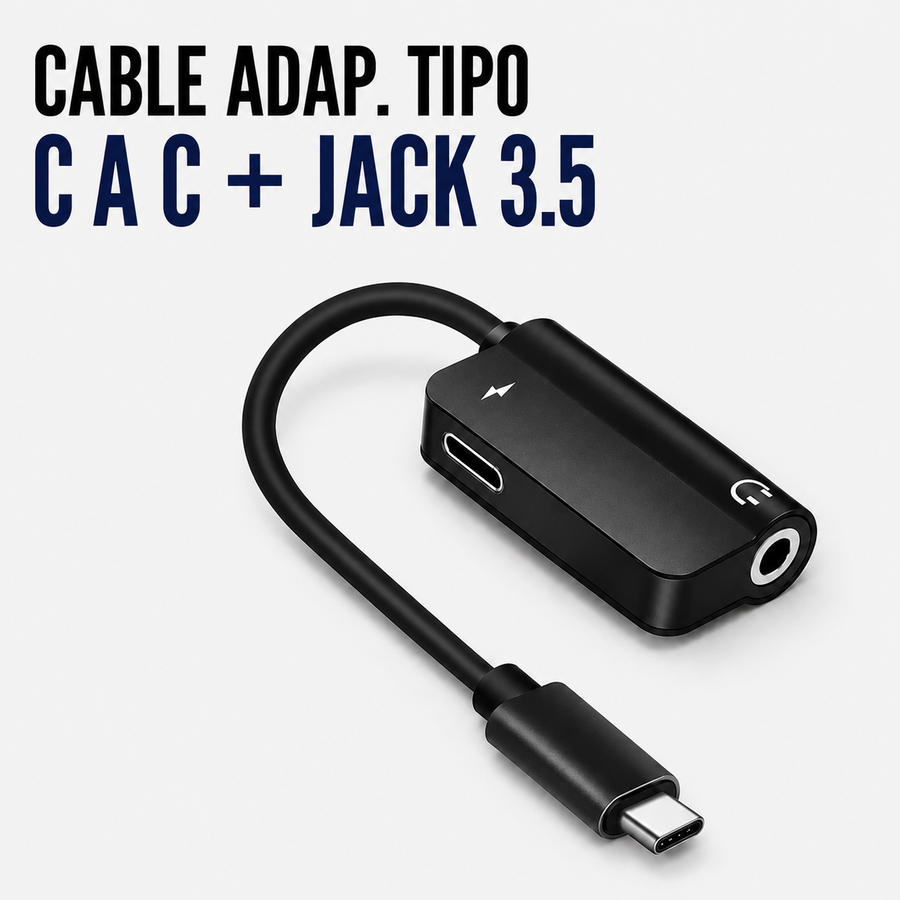 Cable Adaptador USB Tipo-C a USB-C + Jack 3.5 mm