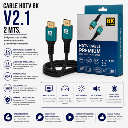 Cable HDMI 2.1 Ultra High Speed 8K – 2 Metros