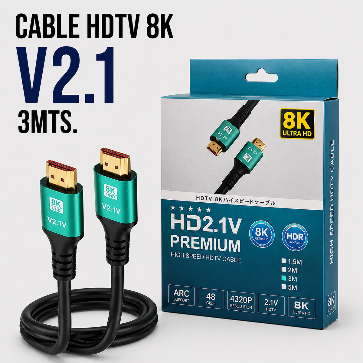 Cable HDMI 2.1 Ultra High Speed 8K – 3 Metros