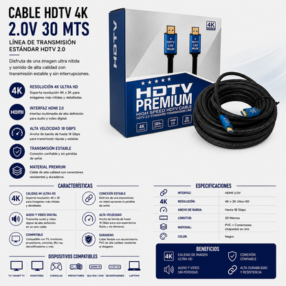 CABLE HDTV 4K HDMI 2.0V – 30 Metros