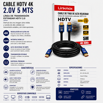 CABLE HDTV 4K HDMI 2.0V – 5 Metros