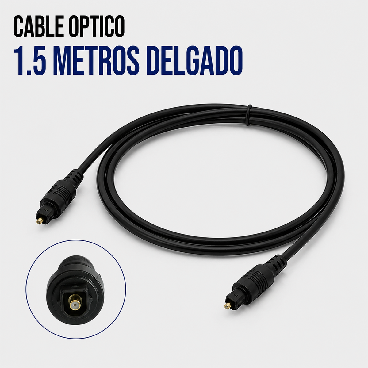 Cable Óptico de Audio TOSLINK 1.5 Metros Delgado
