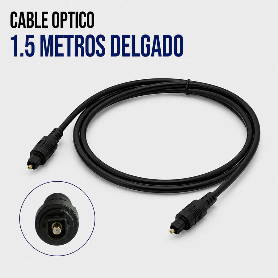 Cable Óptico de Audio TOSLINK 1.5 Metros Delgado