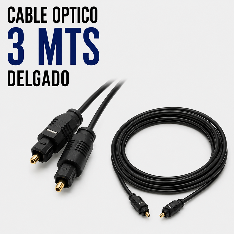 Cable Óptico Digital TOSLINK 3 Metros – Diseño Delgado