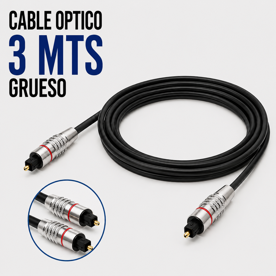 Cable Óptico Digital TOSLINK 3 Metros – Diseño Grueso
