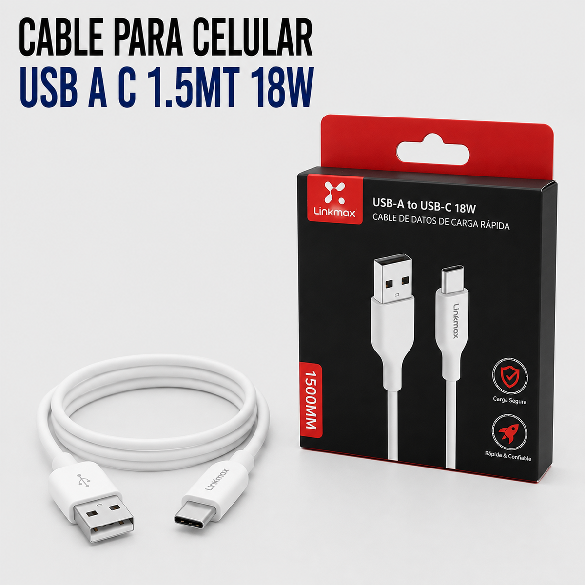 Cable para Celular USB a USB Tipo-C 1.5 Metros 18W