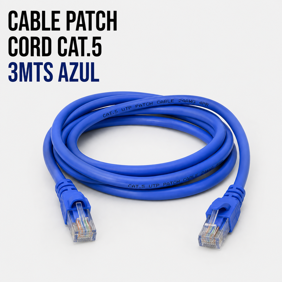 Cable Patch Cord CAT.5e 3 Metros Azul