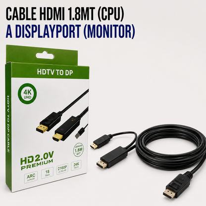 Cable HDMI a DisplayPort – 1.8 Metros (HDMI → DisplayPort)