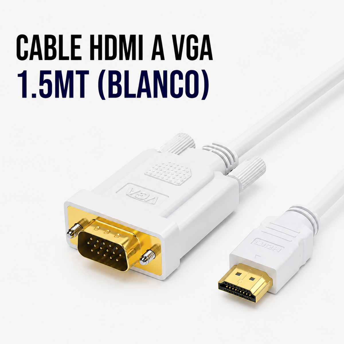 CABLE HDMI a VGA 1.5 Metros (Blanco)
