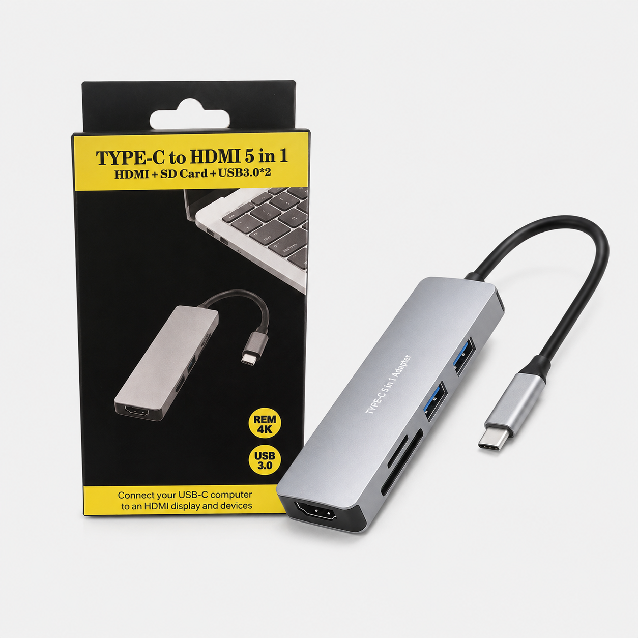 ADAPTADOR TIPO-c a hdmi + 2 USB + SD/MSD (5 EN 1)