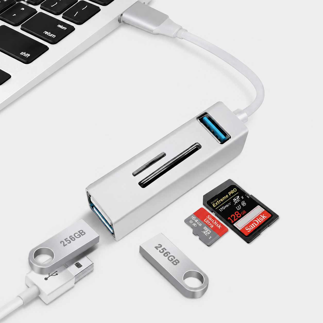 ADAPTADOR USB 3.0 + LECTOR SD/MSD + 3 USB 3.0 (5 EN 1) Q-HU803
